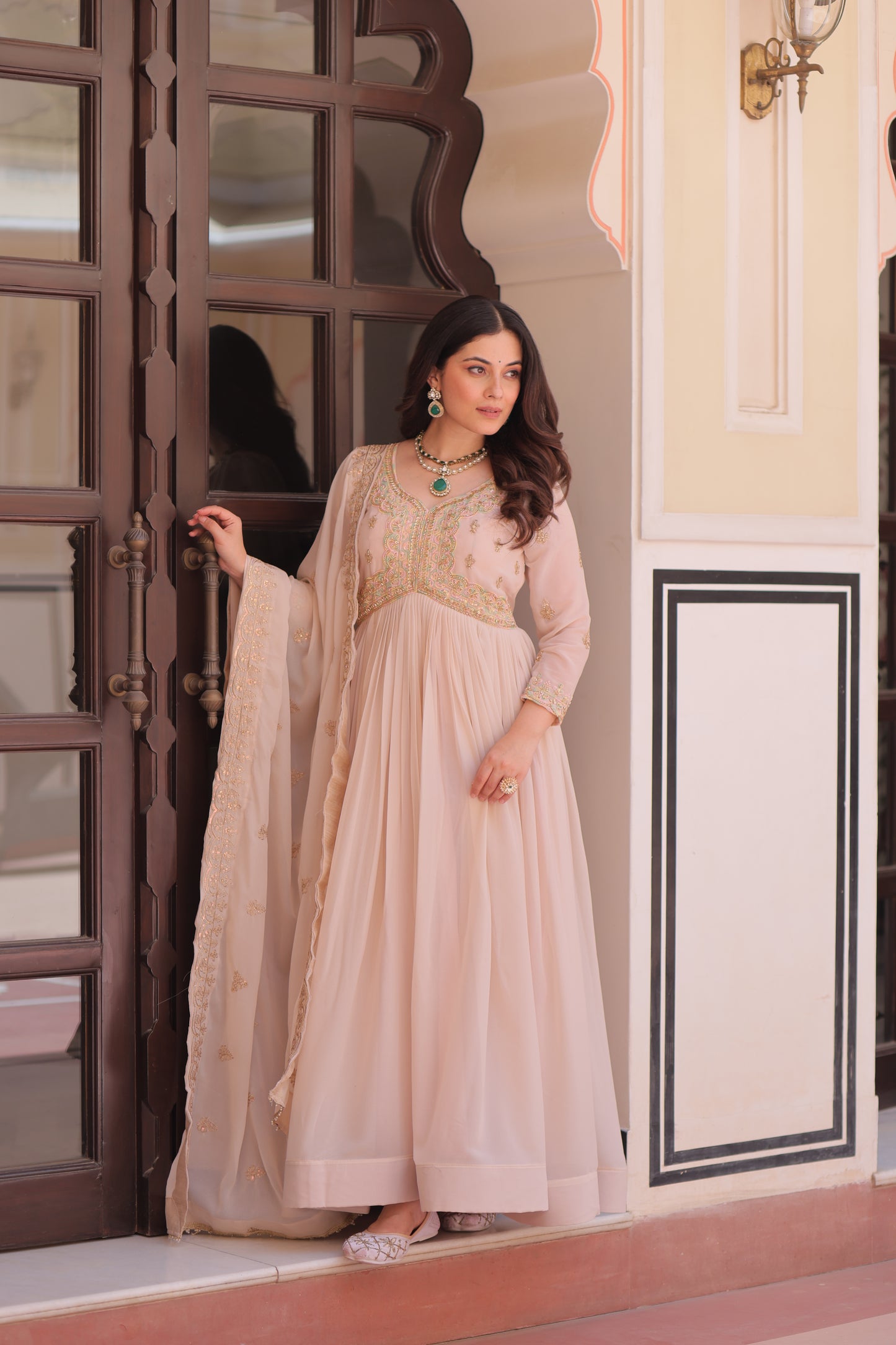 Elegant Georgette Anarkali Gown with Multi Embroidery - 2 Colors