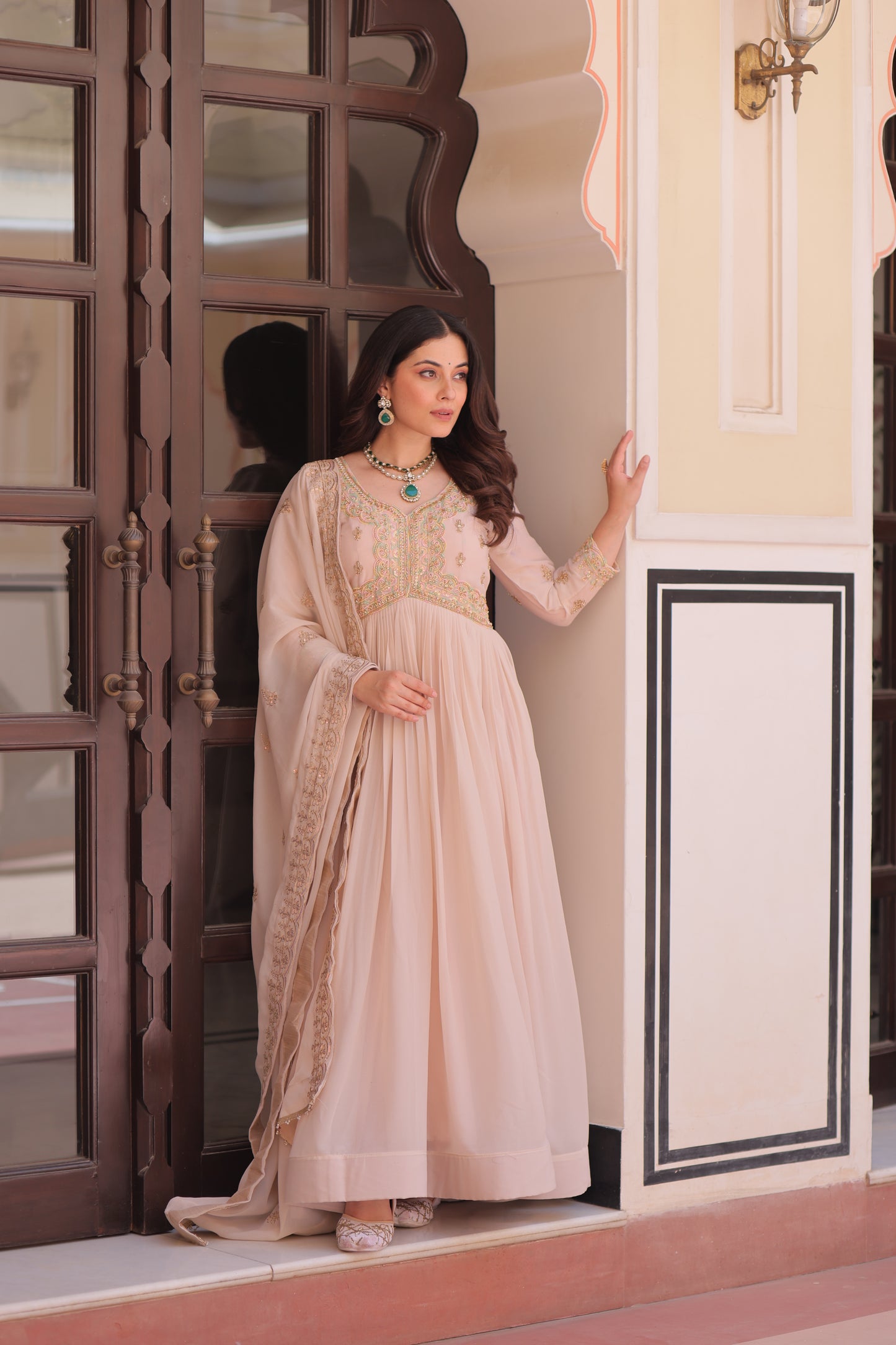 Elegant Georgette Anarkali Gown with Multi Embroidery - 2 Colors