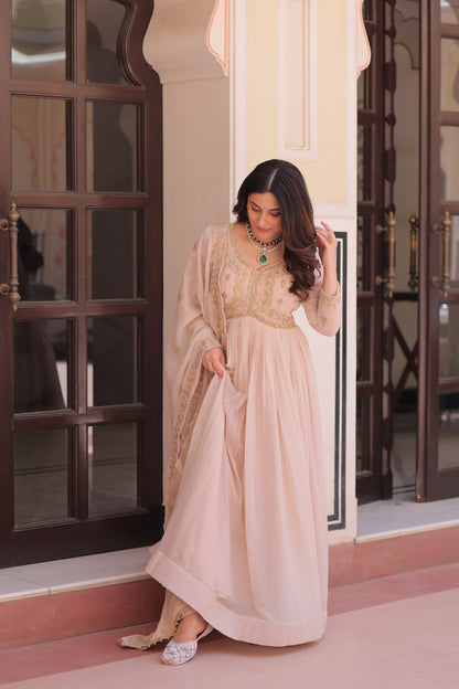Elegant Georgette Anarkali Gown with Multi Embroidery - 2 Colors