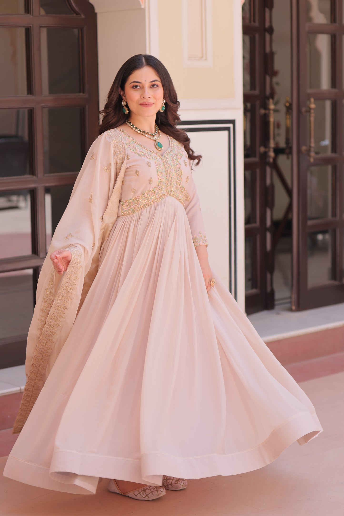 Elegant Georgette Anarkali Gown with Multi Embroidery - 2 Colors