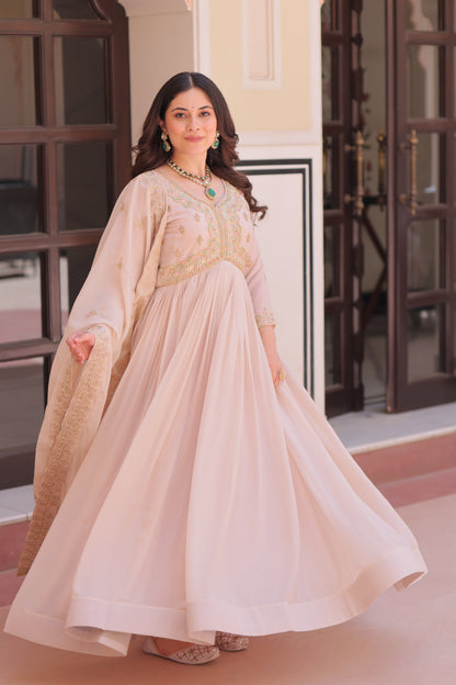 Elegant Georgette Anarkali Gown with Multi Embroidery - 2 Colors