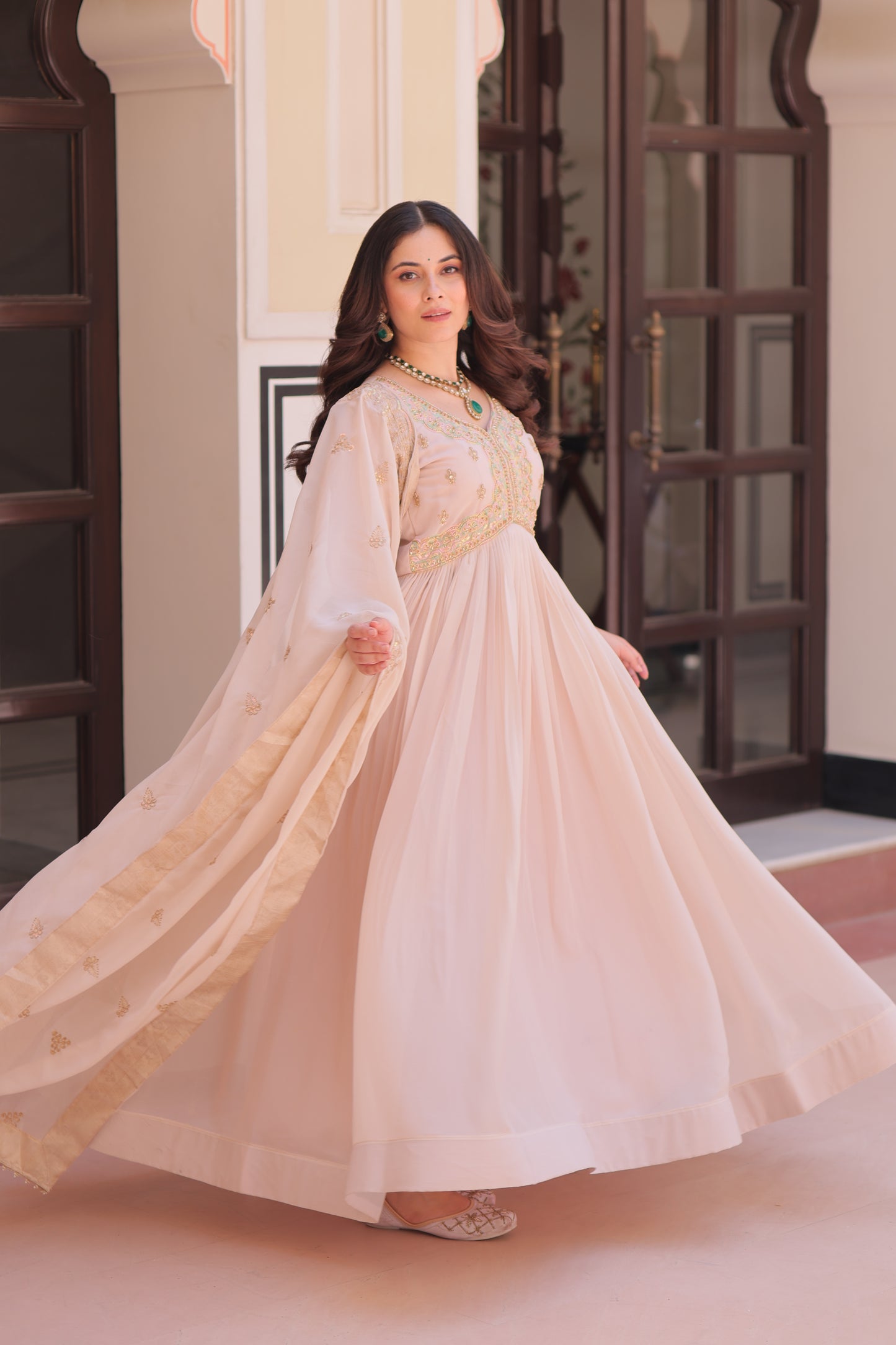 Elegant Georgette Anarkali Gown with Multi Embroidery - 2 Colors