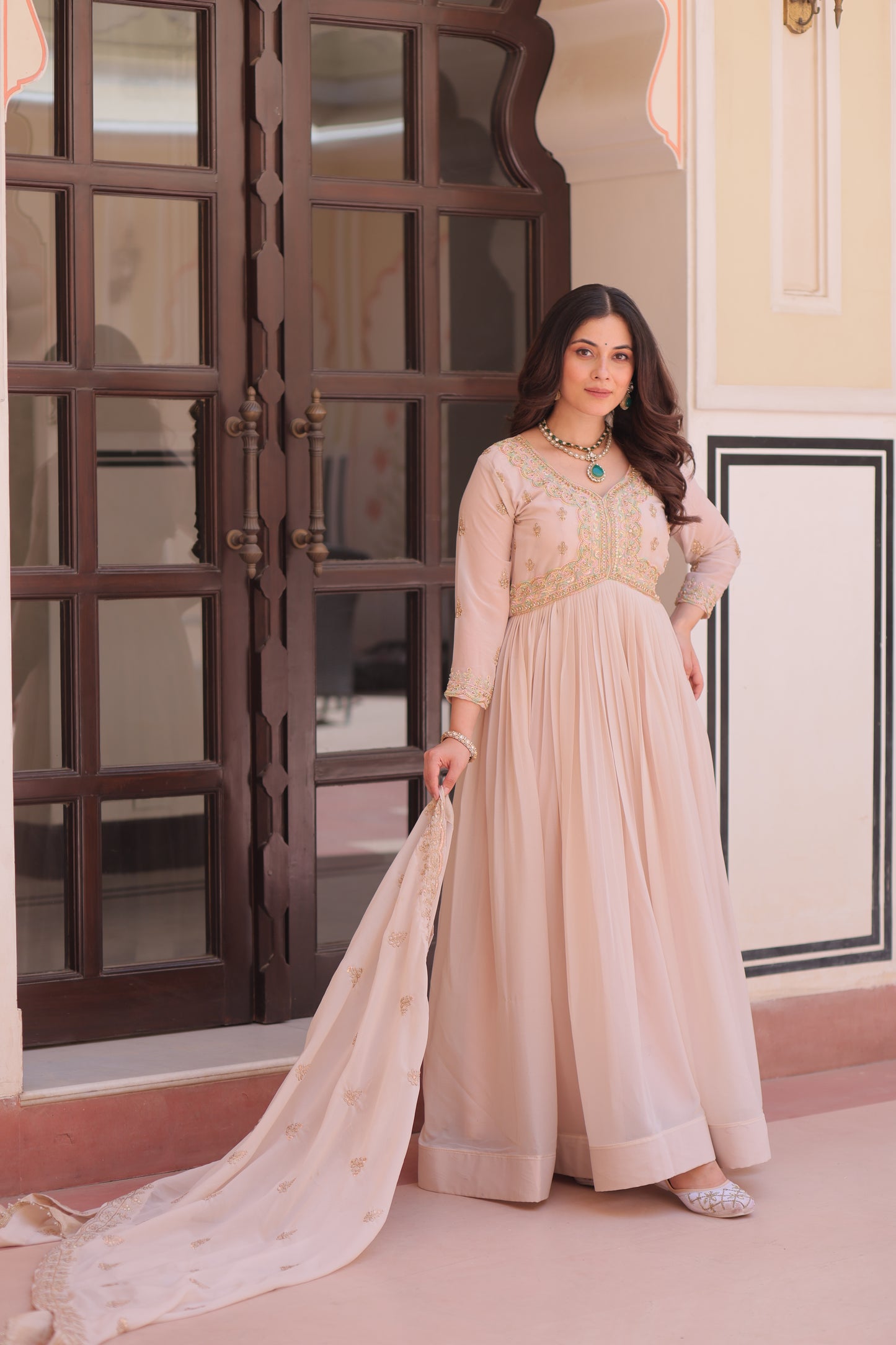Elegant Georgette Anarkali Gown with Multi Embroidery - 2 Colors