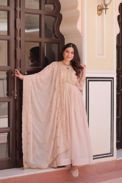 Elegant Georgette Anarkali Gown with Multi Embroidery - 2 Colors