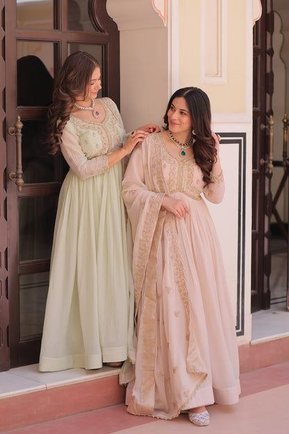 Elegant Georgette Anarkali Gown with Multi Embroidery - 2 Colors