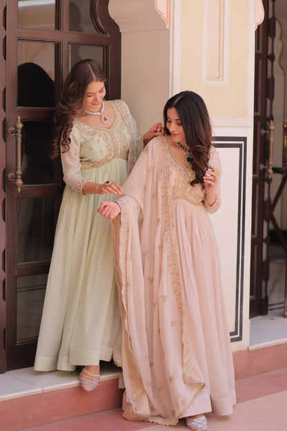 Elegant Georgette Anarkali Gown with Multi Embroidery - 2 Colors