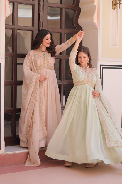 Elegant Georgette Anarkali Gown with Multi Embroidery - 2 Colors
