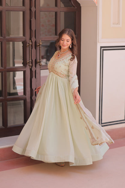 Elegant Georgette Anarkali Gown with Multi Embroidery - 2 Colors