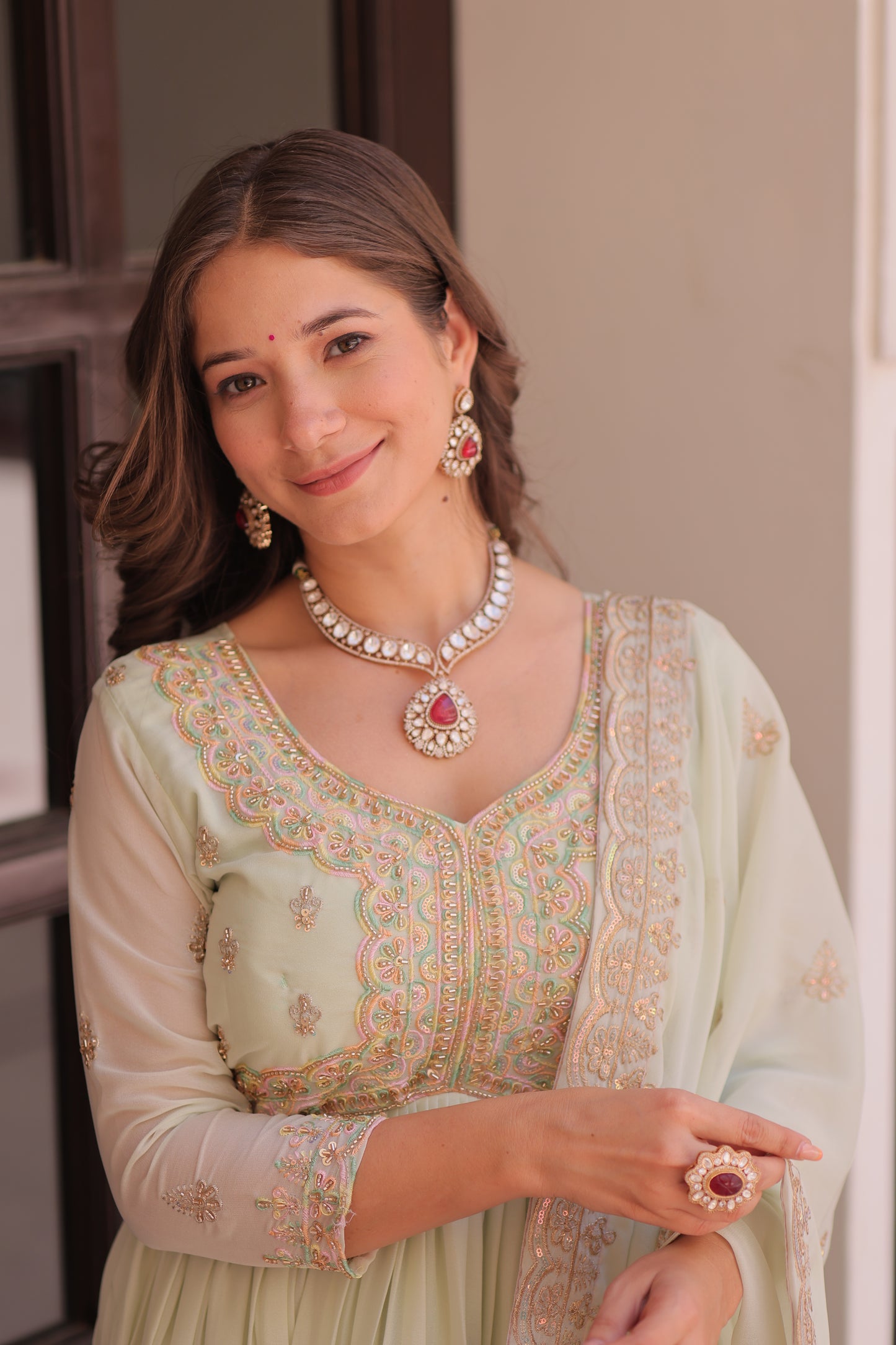 Elegant Georgette Anarkali Gown with Multi Embroidery - 2 Colors
