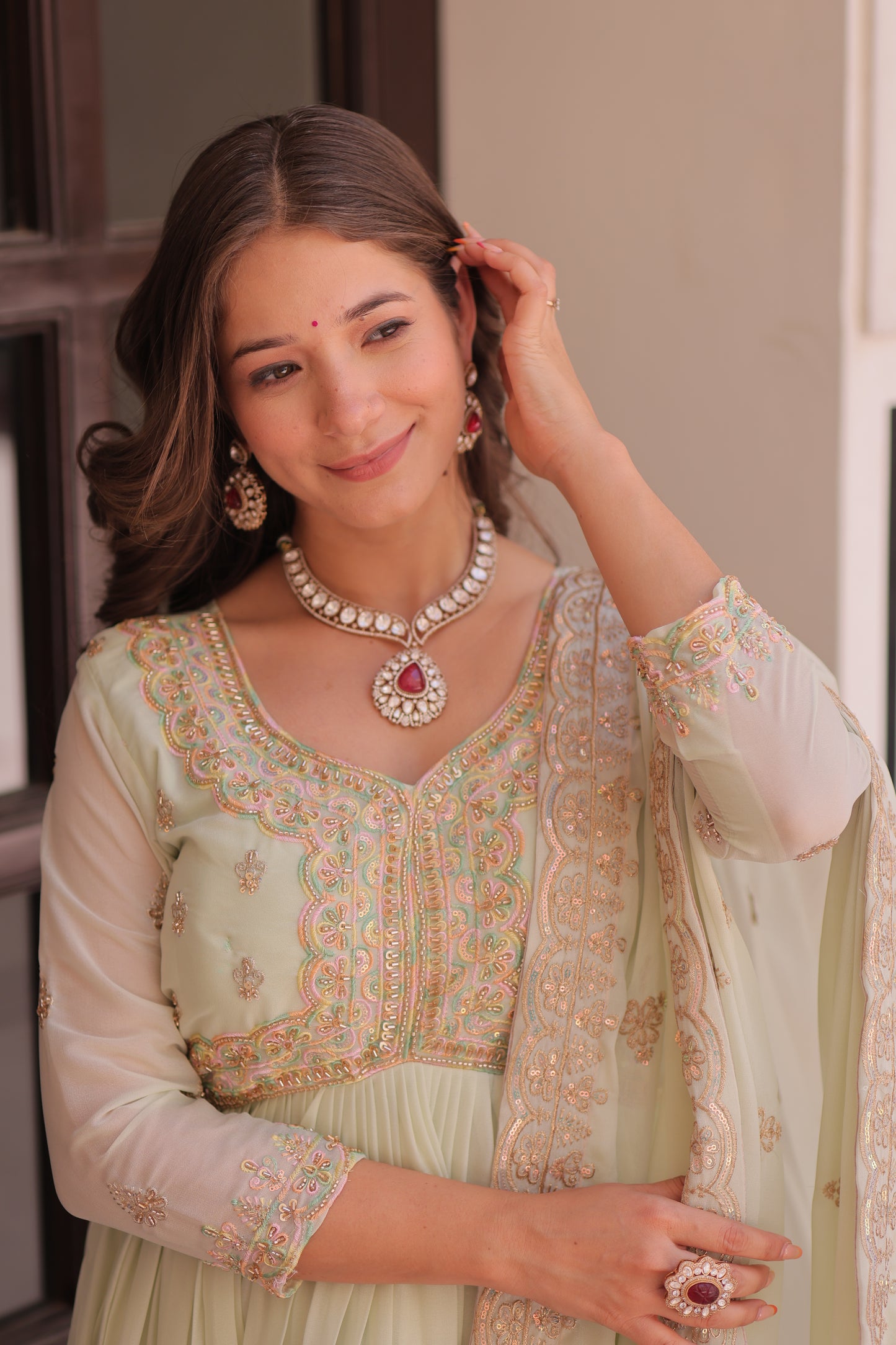 Elegant Georgette Anarkali Gown with Multi Embroidery - 2 Colors