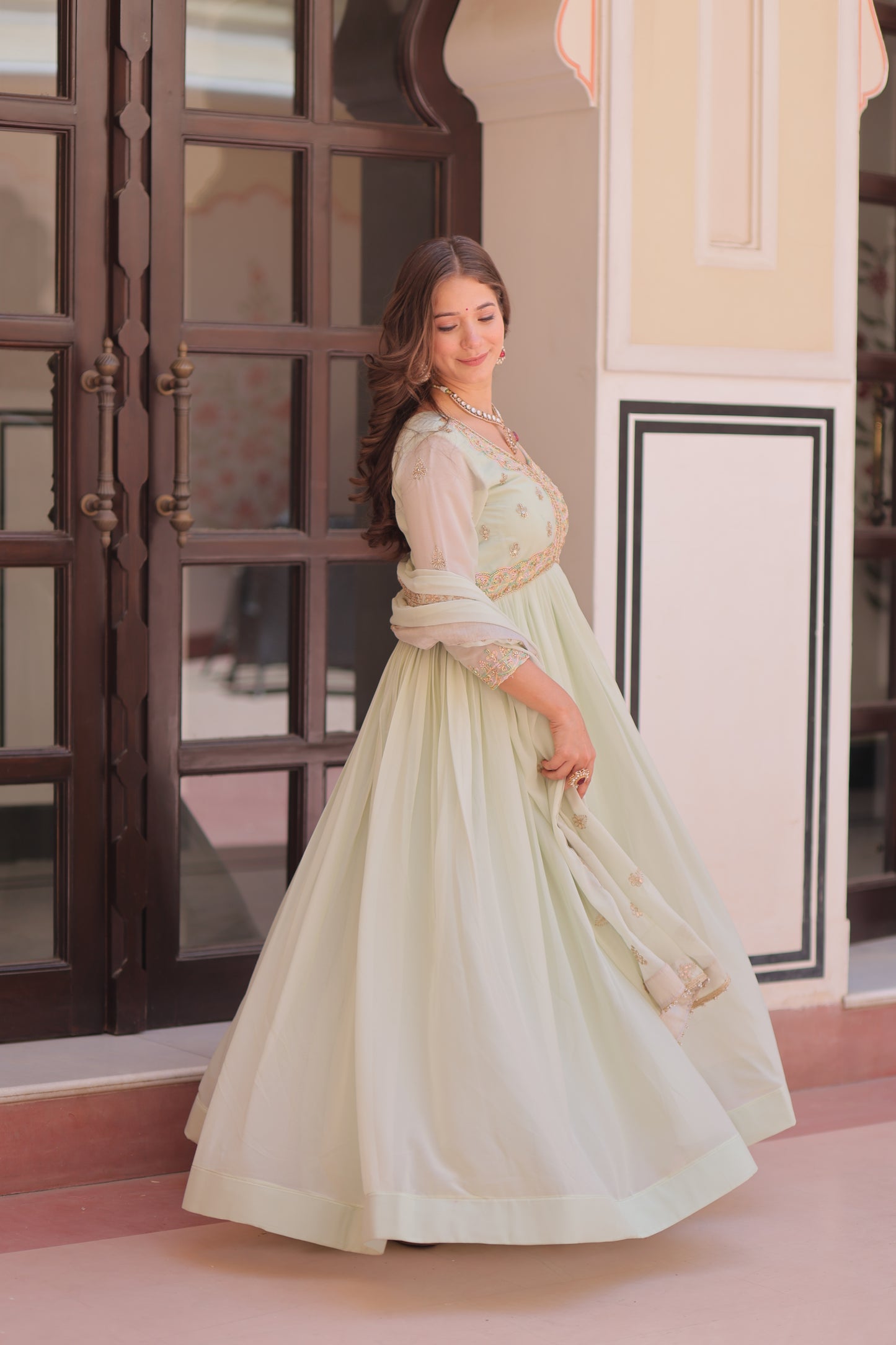 Elegant Georgette Anarkali Gown with Multi Embroidery - 2 Colors