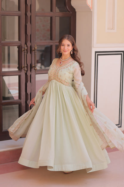 Elegant Georgette Anarkali Gown with Multi Embroidery - 2 Colors