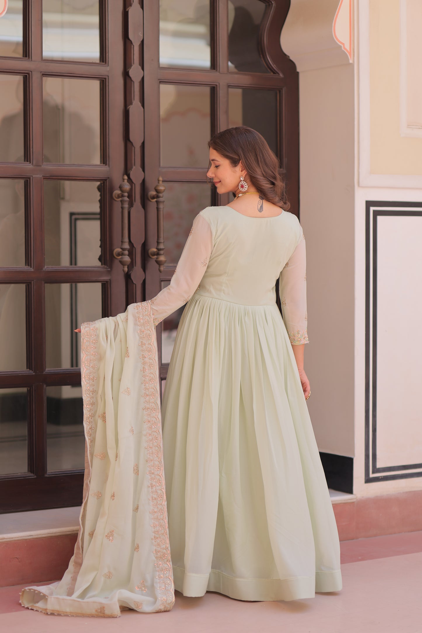Elegant Georgette Anarkali Gown with Multi Embroidery - 2 Colors