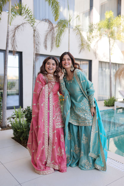 Embroidered Kurta Sharara Set with Dupatta