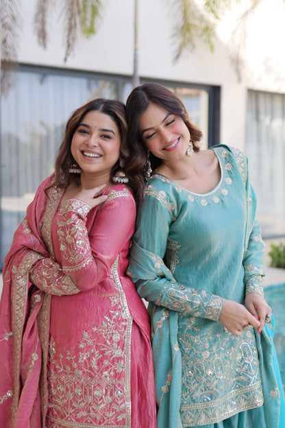 Embroidered Kurta Sharara Set with Dupatta