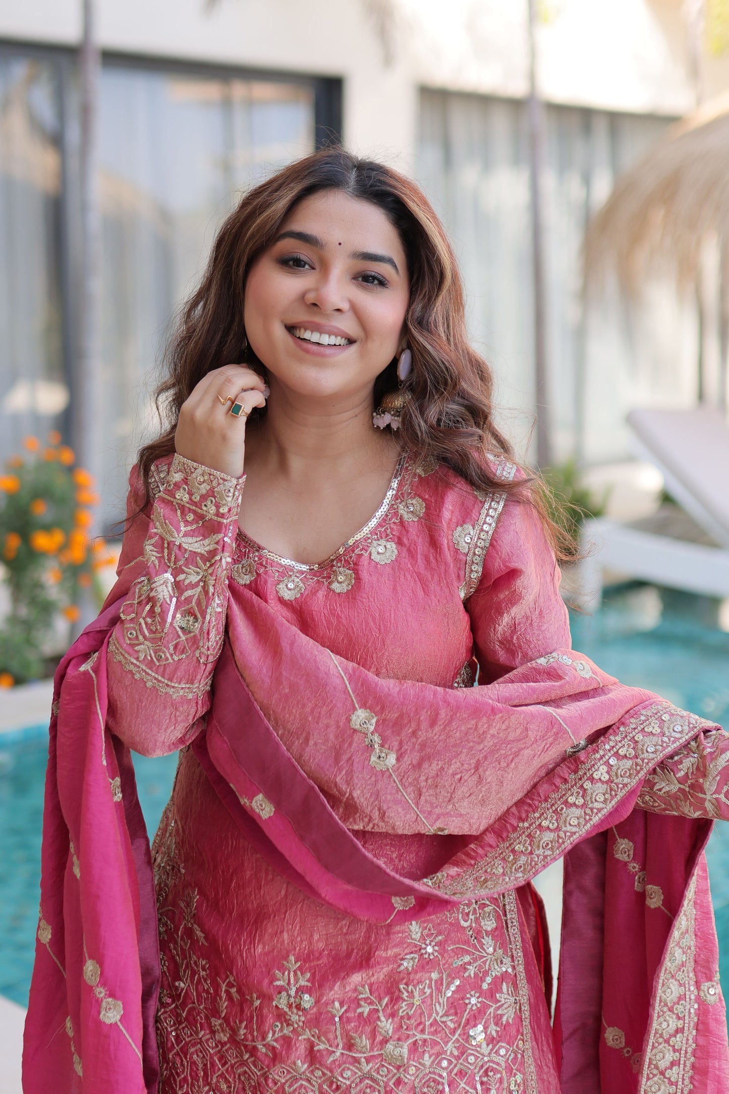 Embroidered Kurta Sharara Set with Dupatta