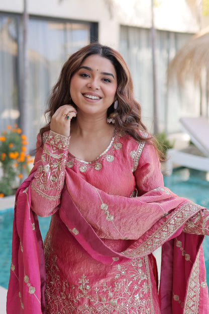 Embroidered Kurta Sharara Set with Dupatta