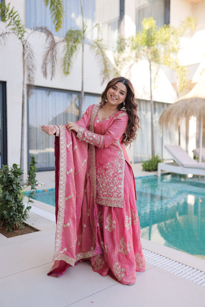 Embroidered Kurta Sharara Set with Dupatta