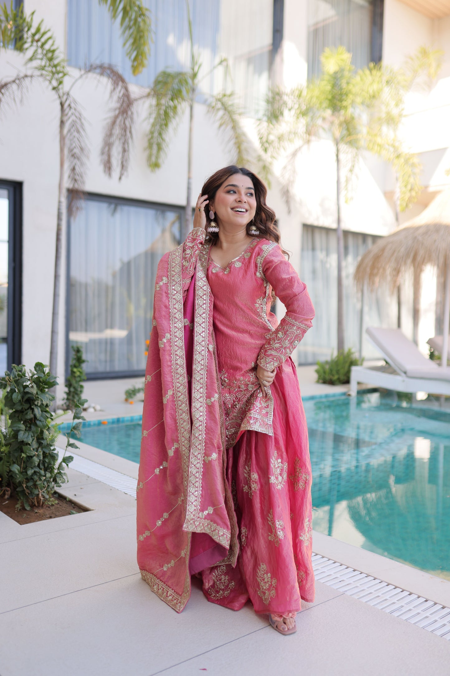 Embroidered Kurta Sharara Set with Dupatta