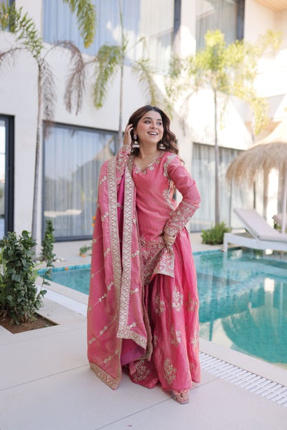 Embroidered Kurta Sharara Set with Dupatta