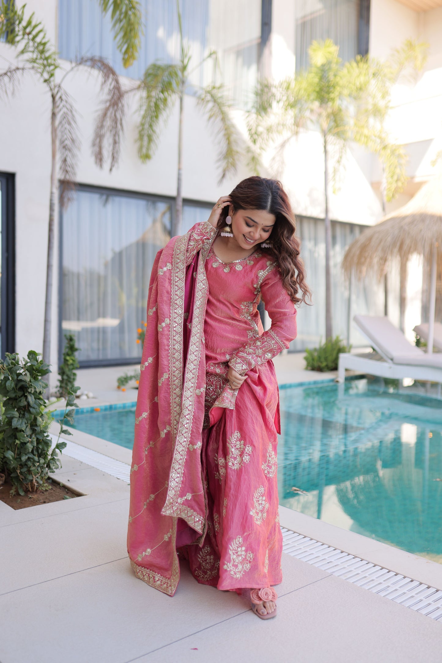 Embroidered Kurta Sharara Set with Dupatta