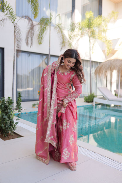 Embroidered Kurta Sharara Set with Dupatta