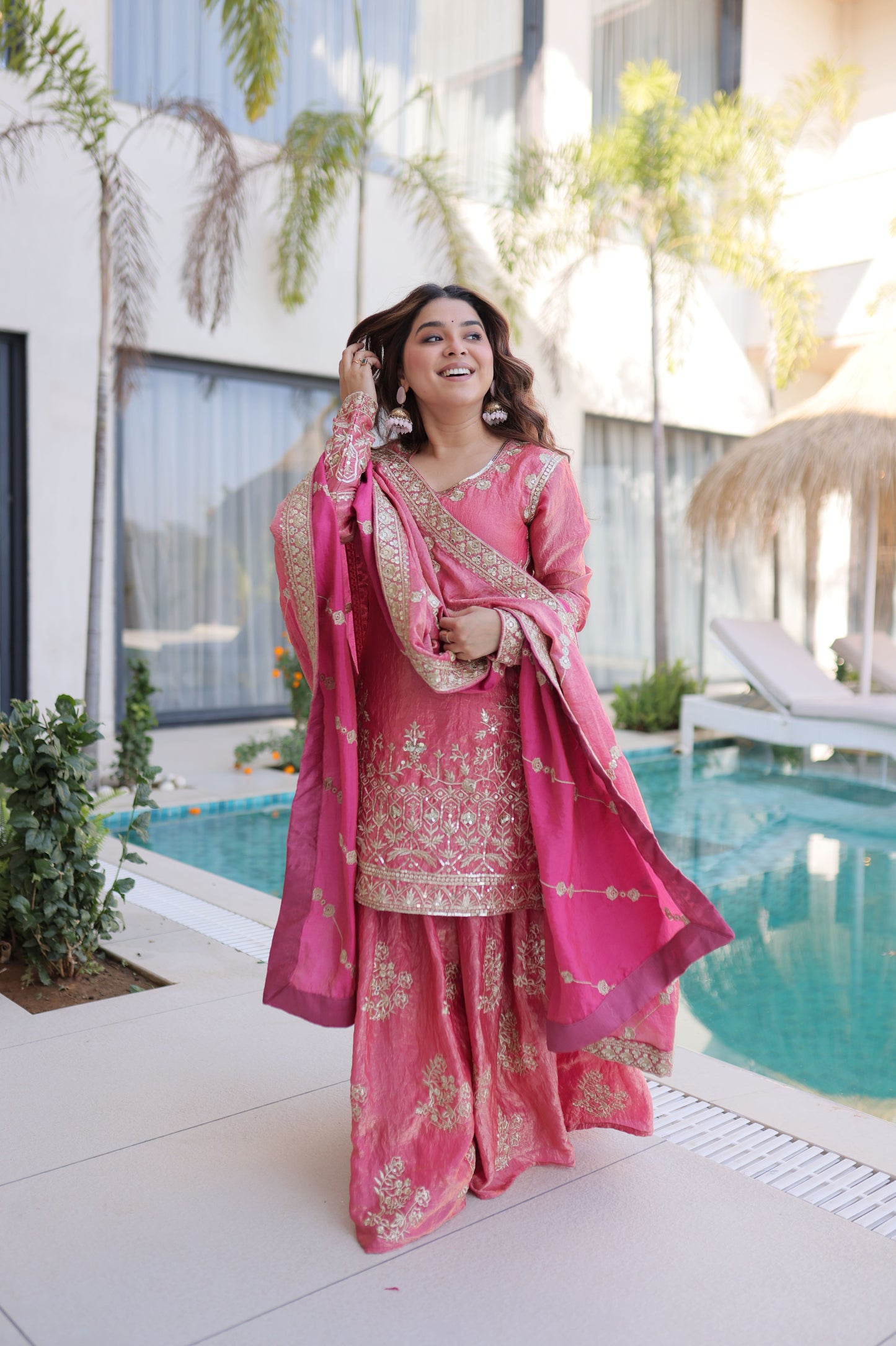 Embroidered Kurta Sharara Set with Dupatta