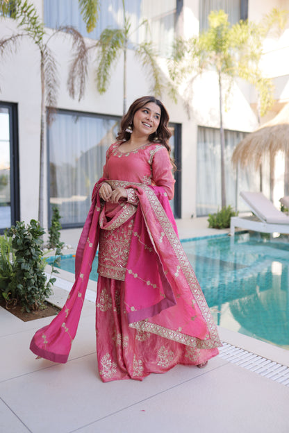 Embroidered Kurta Sharara Set with Dupatta