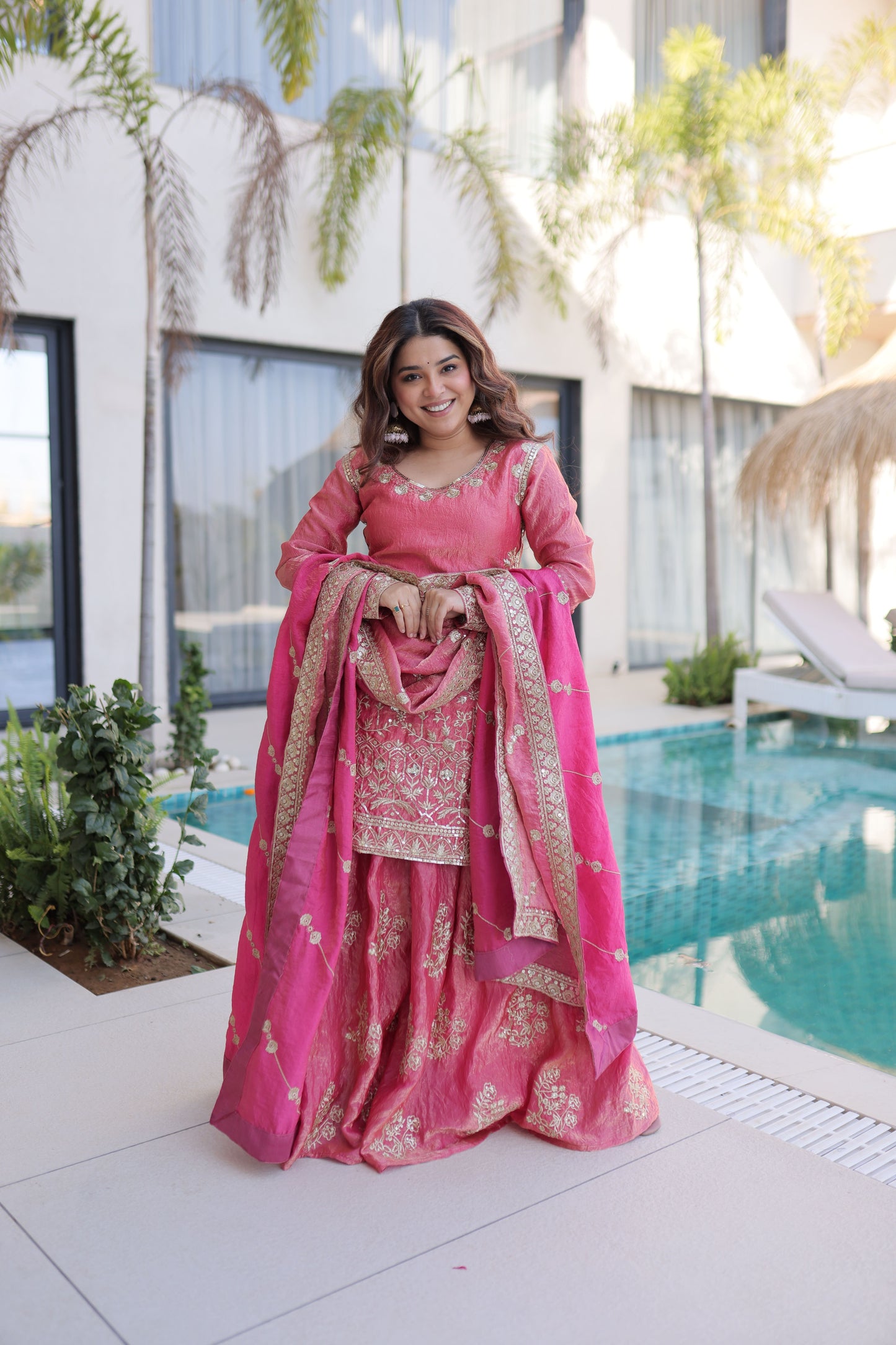 Embroidered Kurta Sharara Set with Dupatta