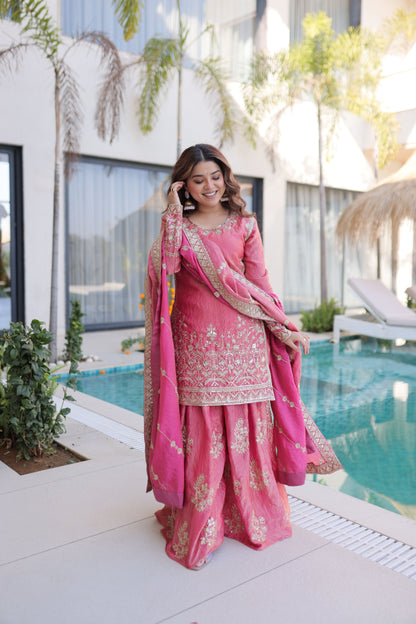 Embroidered Kurta Sharara Set with Dupatta