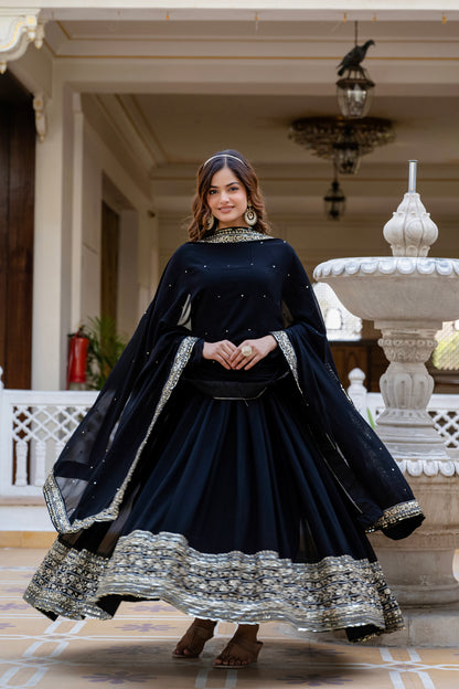Elegant Black Anarkali Suit with Sequin Embroidery Gown