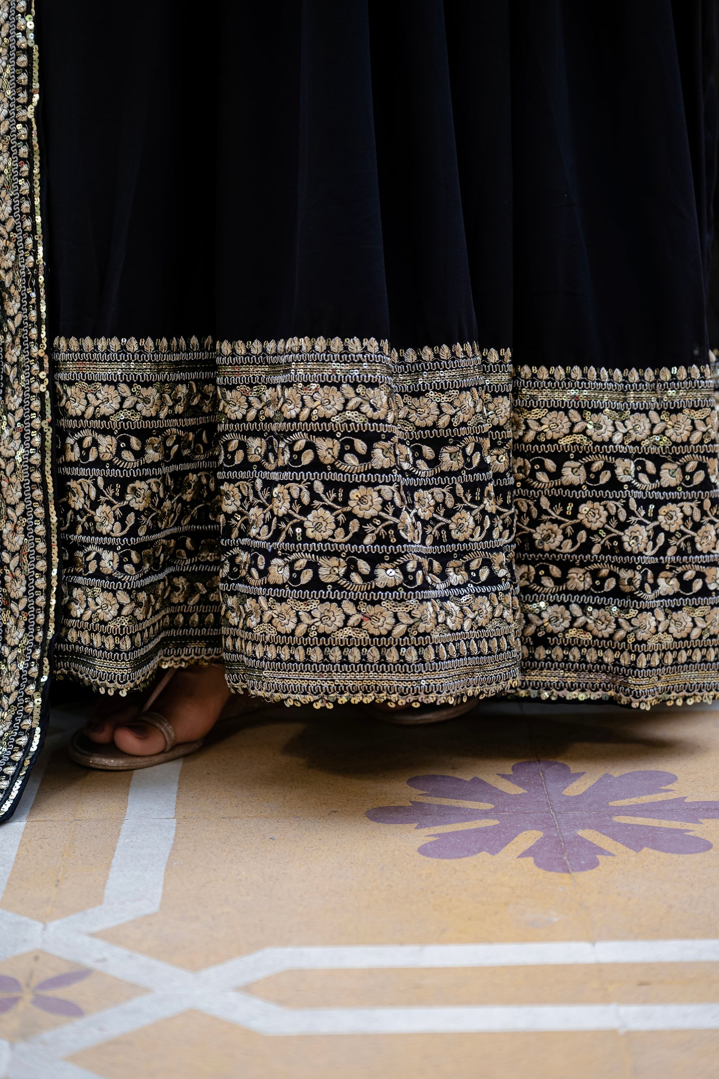 Elegant Black Anarkali Suit with Sequin Embroidery Gown