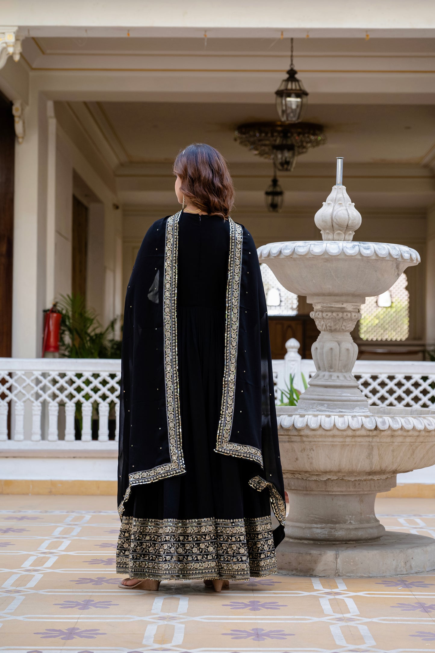 Elegant Black Anarkali Suit with Sequin Embroidery Gown