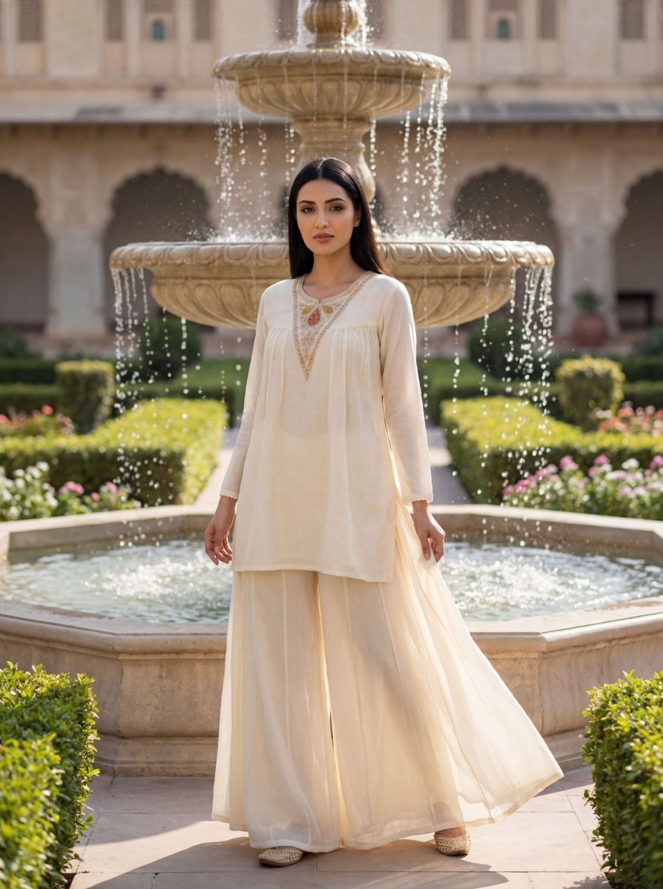 White Vichitra Silk Salwar Suit Party Wear Co-Ord Set