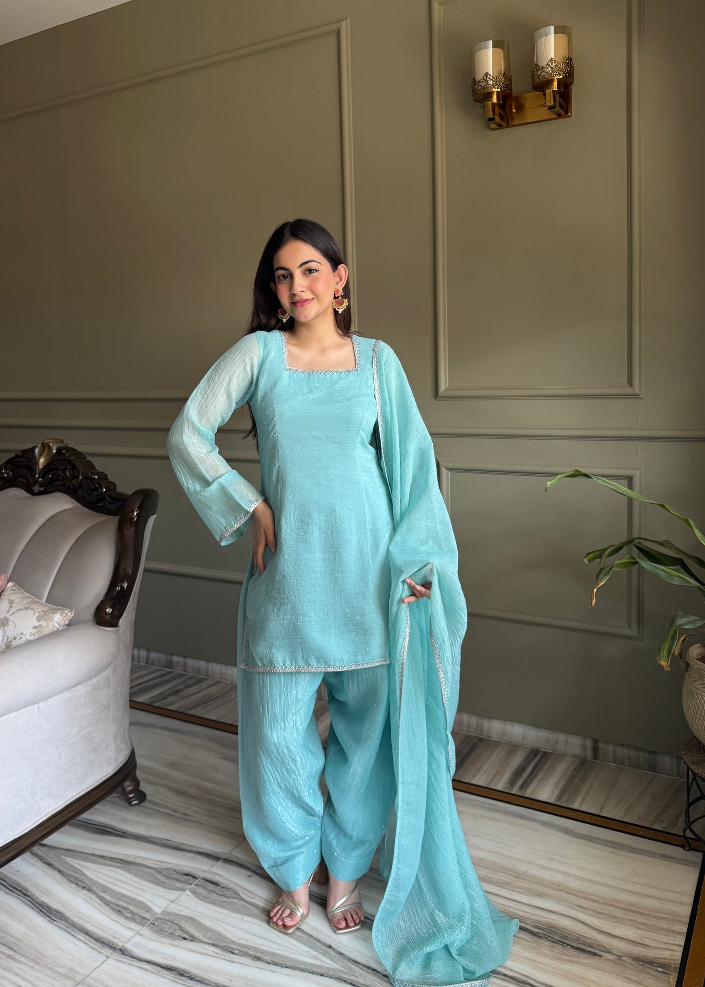 Crunchy Silk Salwar Suit Party Wear for Women