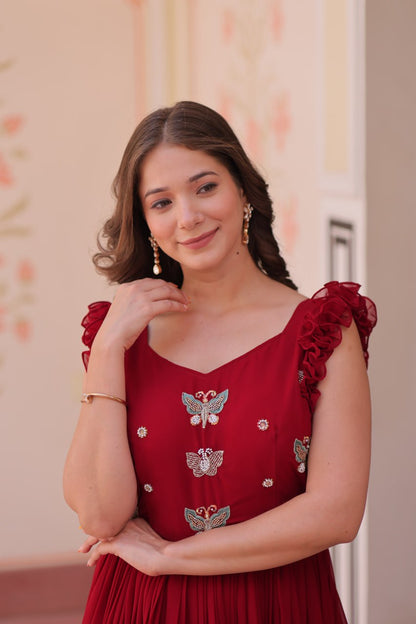 Designer Sequins Butterfly Anarkali Dress for Women