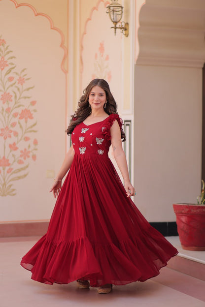 Designer Sequins Butterfly Anarkali Dress for Women