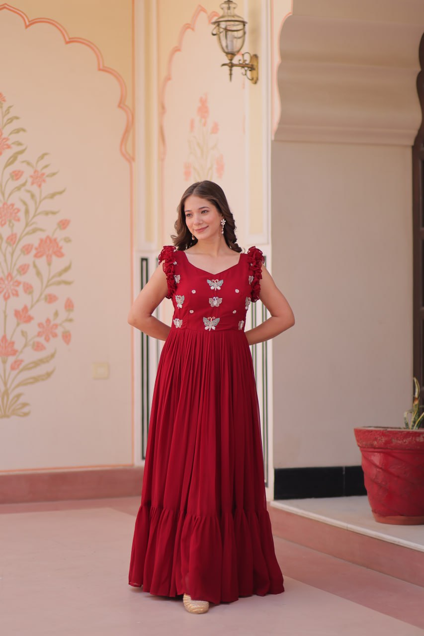 Designer Sequins Butterfly Anarkali Dress for Women