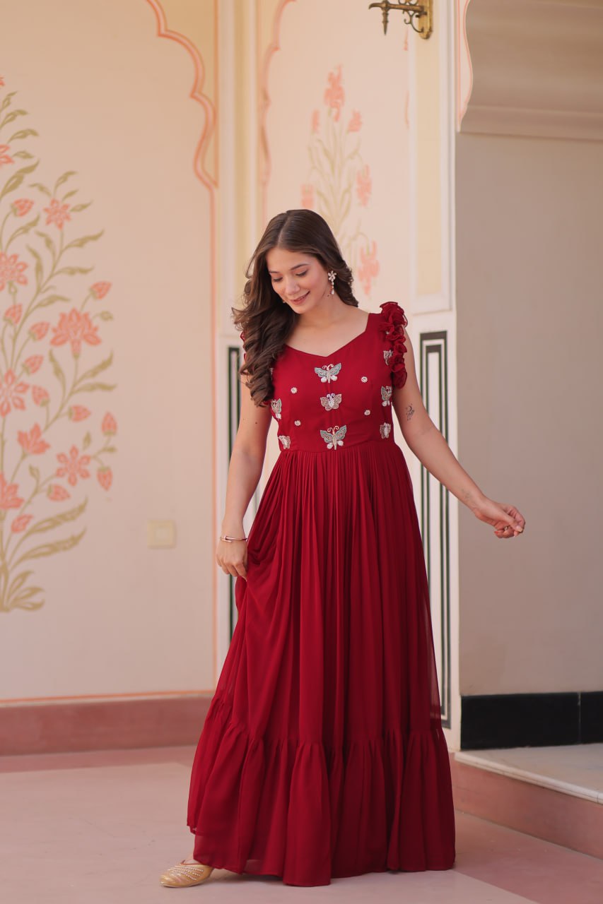 Designer Sequins Butterfly Anarkali Dress for Women