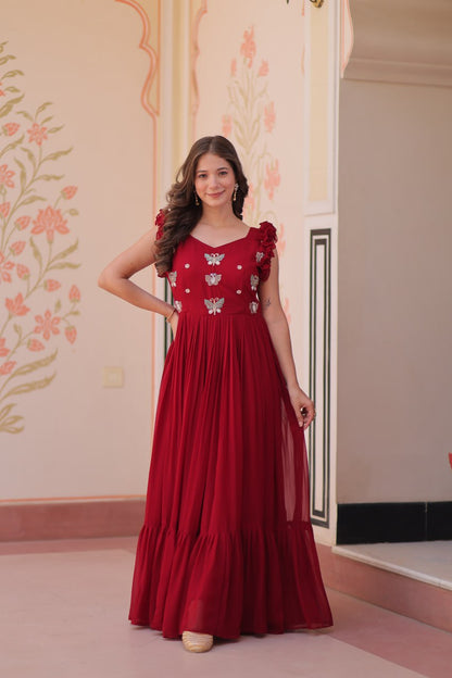 Designer Sequins Butterfly Anarkali Dress for Women