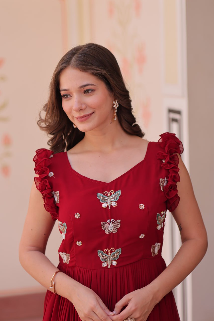 Designer Sequins Butterfly Anarkali Dress for Women