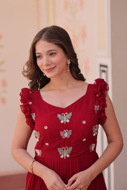 Designer Sequins Butterfly Anarkali Dress for Women