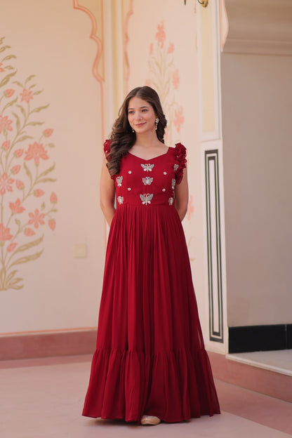 Designer Sequins Butterfly Anarkali Dress for Women