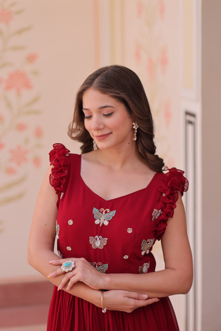 Designer Sequins Butterfly Anarkali Dress for Women