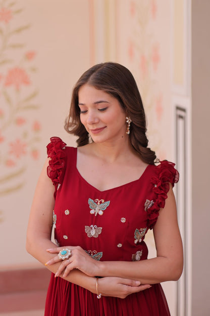 Designer Sequins Butterfly Anarkali Dress for Women