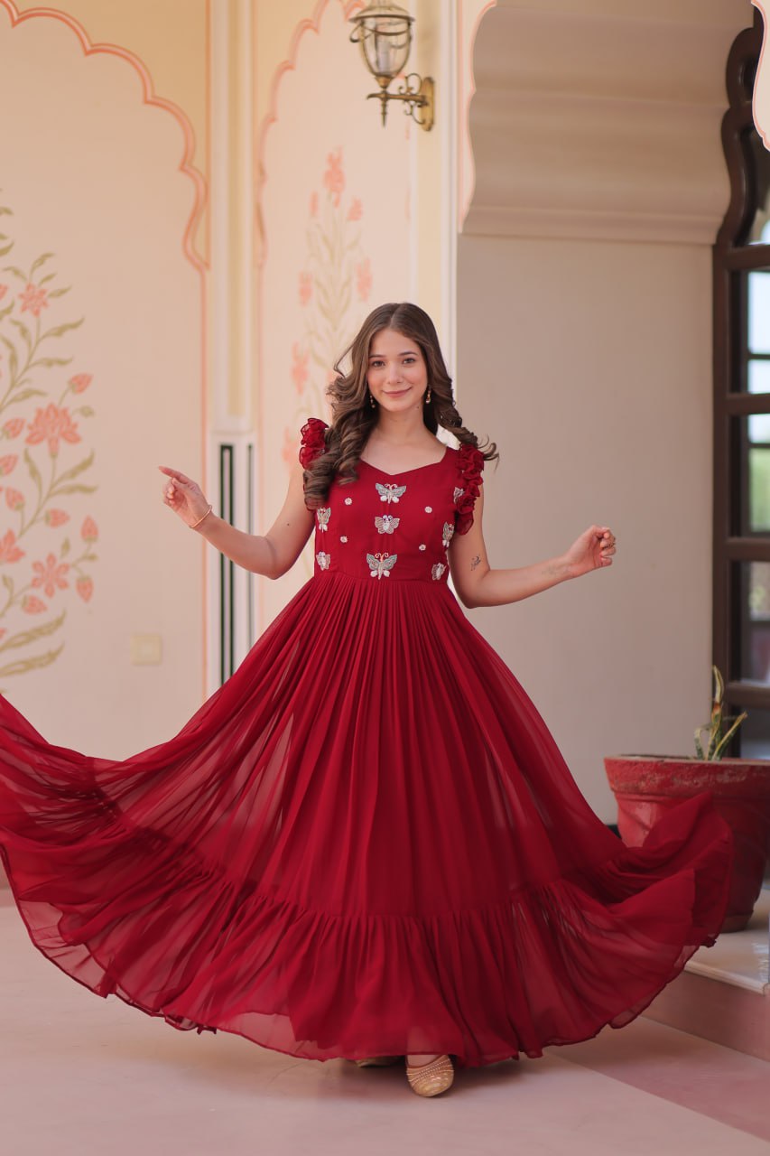 Designer Sequins Butterfly Anarkali Dress for Women