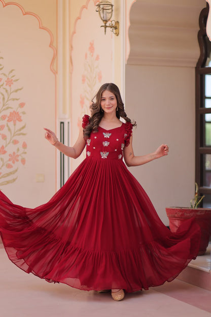 Designer Sequins Butterfly Anarkali Dress for Women