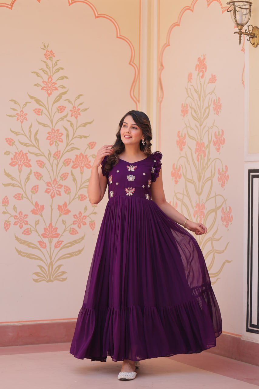 Designer Sequins Butterfly Anarkali Dress for Women