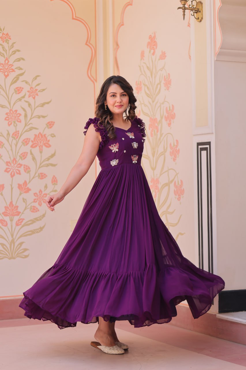 Designer Sequins Butterfly Anarkali Dress for Women