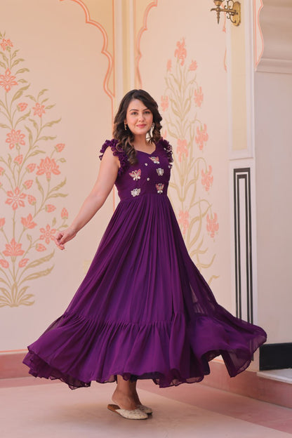 Designer Sequins Butterfly Anarkali Dress for Women